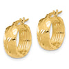 14K Polished and Diamond Cut 6mm Hoop Earrings