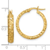 14K Satin 4mm Diamond Cut Hoop Earrings