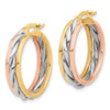 14K Tri-color Polished Hoop Earrings