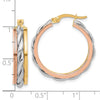 14K Tri-color Polished Hoop Earrings