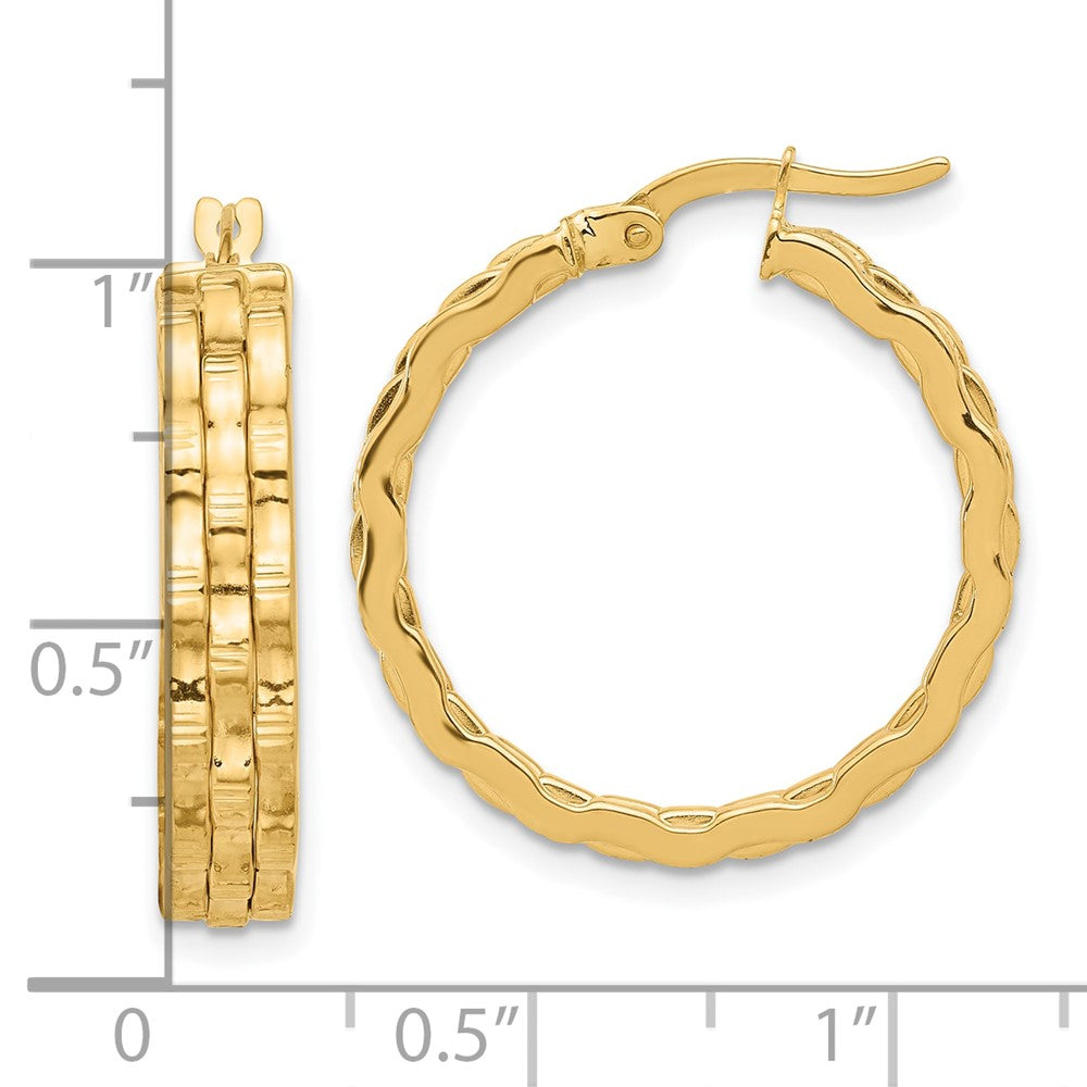 4.6mm Gold Wavy Hoop Earrings