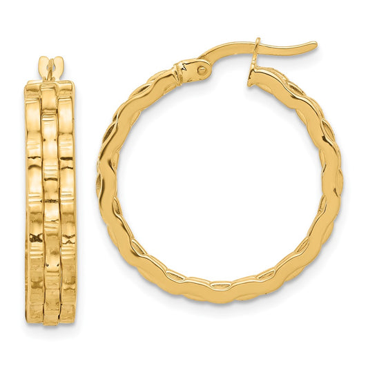 4.6mm Gold Wavy Hoop Earrings