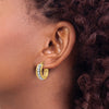 14K Two-tone Polished and Beaded Hoop Earrings