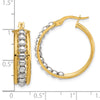 14K Two-tone Polished and Beaded Hoop Earrings
