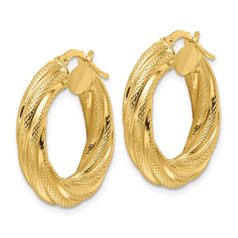 4.7mm Gold Textured Twisted Hoop Earrings