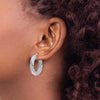 14k White Gold 4.7mm Textured Twisted Round Hoop Earrings