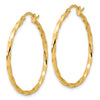 14K Polished and Twisted 1.8mm Hoop Earrings