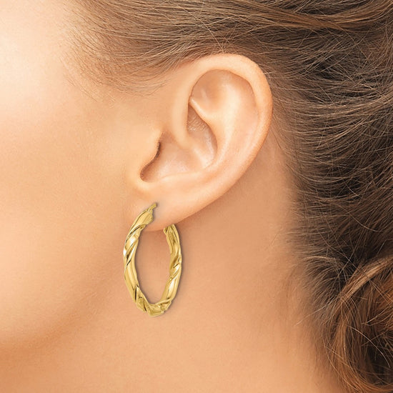 14k Polished Twisted Hoop Earrings