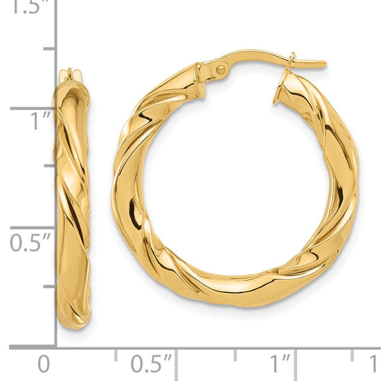 14k Polished Twisted Hoop Earrings