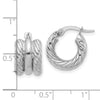 14K White Polished and Twisted Hoop Earrings