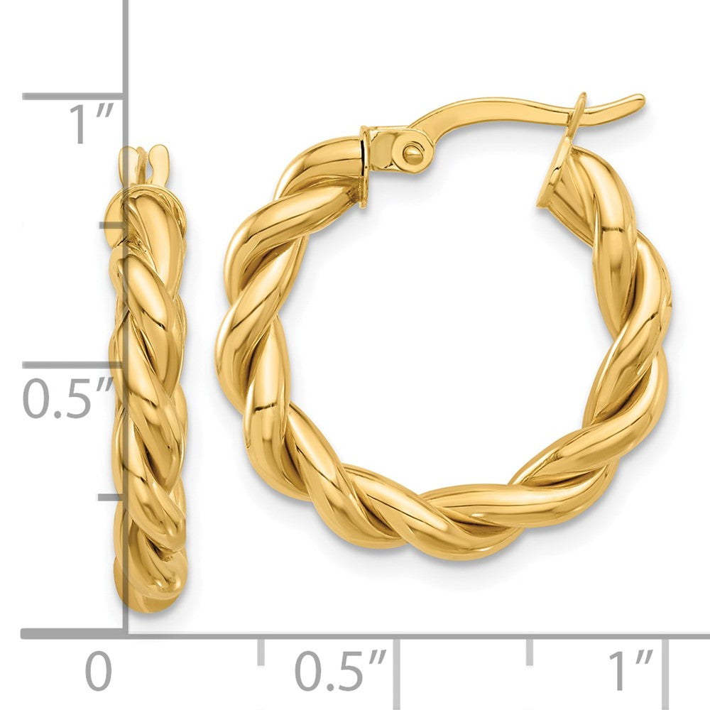 3.7mm Gold Twisted Tube Hoop Earrings