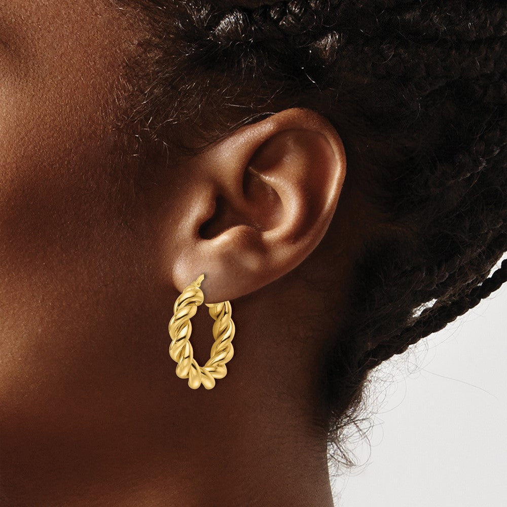 5.3mm Gold Twisted Tube Hoop Earrings