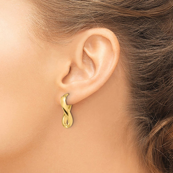 14K Polished Twisted Oval Hoop Earrings