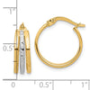 14K Two-tone Polished and Diamond-cut Fancy Hoop Earrings