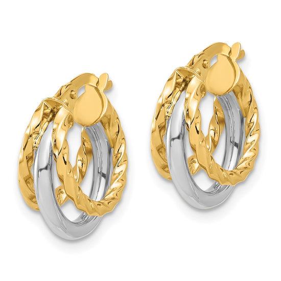 Golden Treasures 14K Two-tone Polished Fancy Hoop Earrings