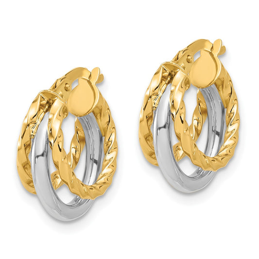 Golden Treasures 14K Two-tone Polished Fancy Hoop Earrings