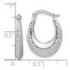 14K White Gold Polished and Diamond-cut Hoop Earrings