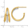 Gold Two-tone Triple C-hoop Post Earrings