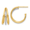 Gold Two-tone Triple C-hoop Post Earrings