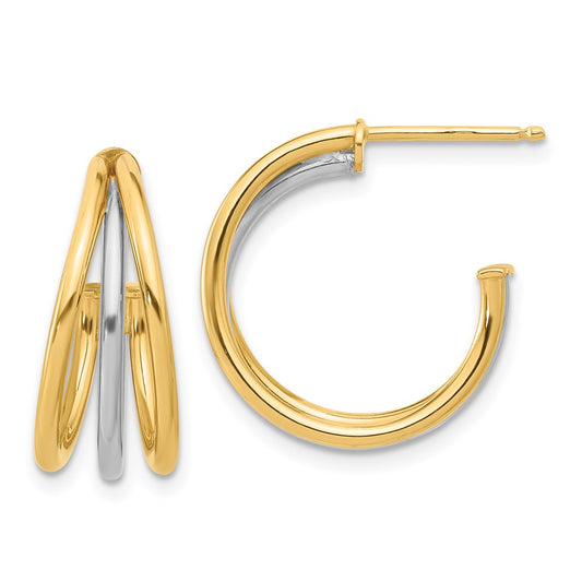 Gold Two-tone Triple C-hoop Post Earrings
