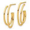 14K Polished Oval /Double Strand J-Hoop Post Earrings
