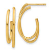 14K Polished Oval /Double Strand J-Hoop Post Earrings