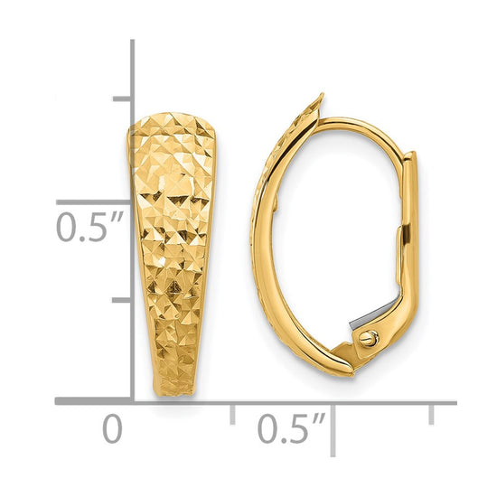 14K Polished and Diamond-cut Leverback Earrings