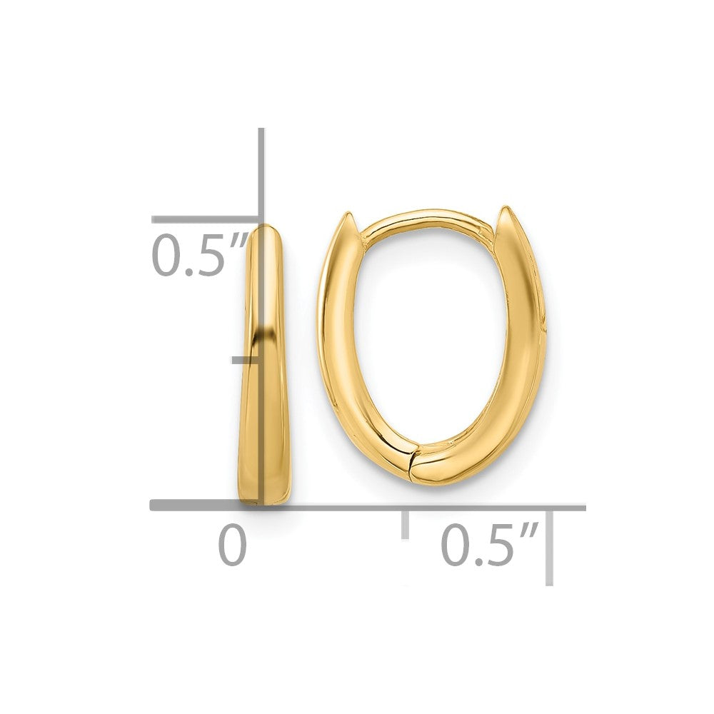 Gold Oval Hinged Hoop Earrings