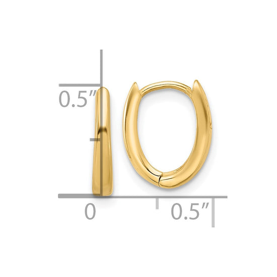 14K Polished Oval Hinged Hoop Earrings