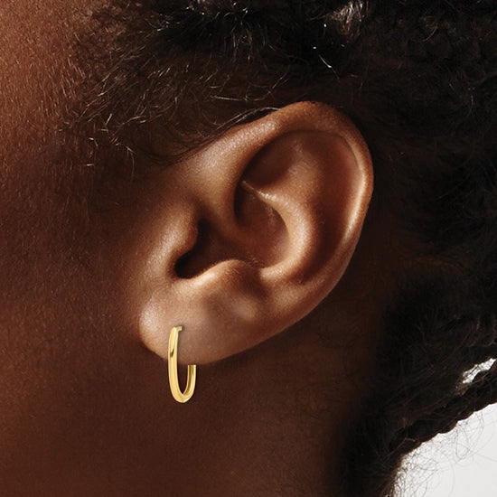 Gold Oval Hinged Hoop Earrings