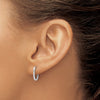 14K White Gold Polished Oval Hinged Hoop Earrings