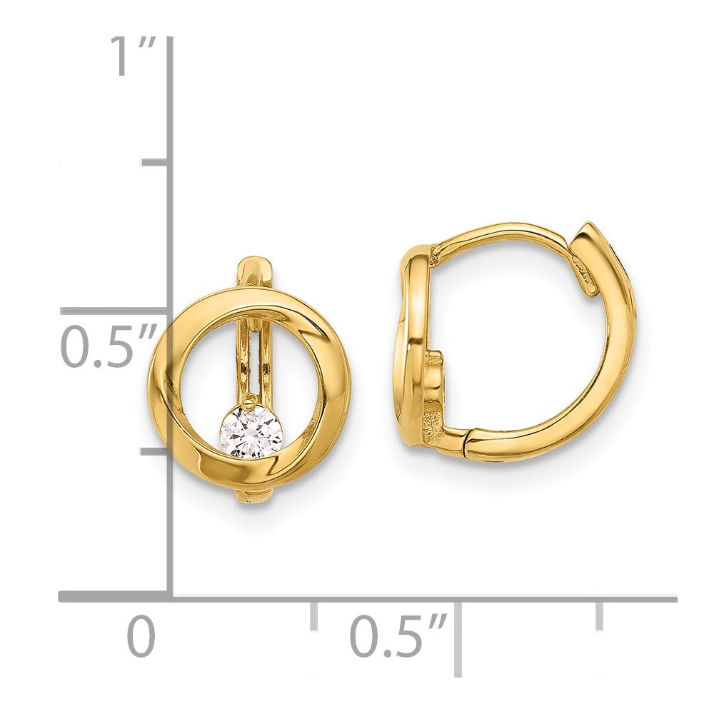 14K Polished CZ Circle Hoop Earrings