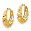 14K Polished Diamond-cut Hoop Earrings