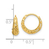 14K Polished Diamond-cut Hoop Earrings