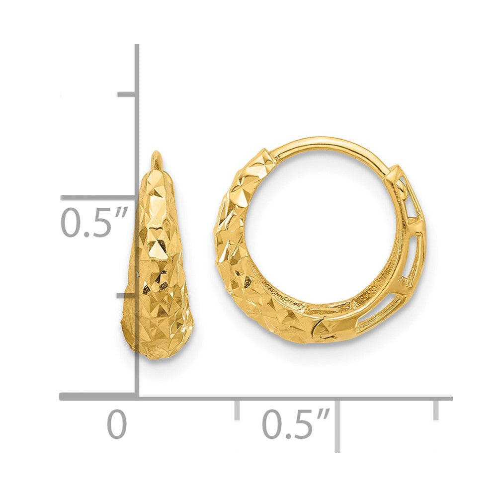 14K Polished Diamond-cut Hoop Earrings