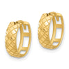 14K Polished and Etched Hinged Hoop Earrings