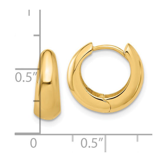 14K Polished Hinged Huggie Hoop Earrings