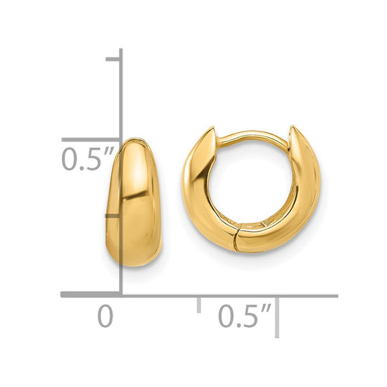 14K Polished Hinged Huggie Hoop Earrings