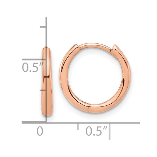 14K Rose Gold Polished Hinged Hoop Earrings