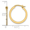 14K Polished CZ 1.5mm Small Hoop Earrings