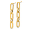 14K Polished and Textured Chain Link Dangle Post Earrings