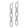 14K White Gold Polished and Textured Chain Link Dangle Post Earrings