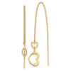 14K Polished Hearts Dangle and Chain Threader Earrings