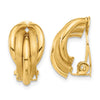 14K 10x18mm Polished and Satin Curved Omega Back Non-pierced Earrings