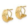 14K 6x13mm Polished and Diamond-cut Omega Back Post Earrings