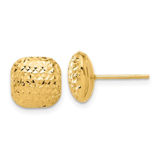 Gold Diamond-cut Square Post Earrings