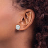 14K White Gold 10mm Diamond-cut Puffed Square Button Post Earrings