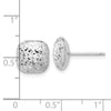 14K White Gold 10mm Diamond-cut Puffed Square Button Post Earrings