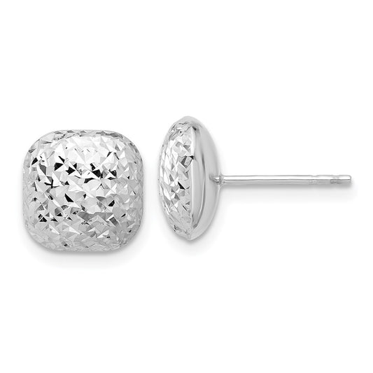 Gold Diamond-cut Square Post Earrings