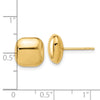 14K 10mm Polished Puffed Square Button Post Earrings